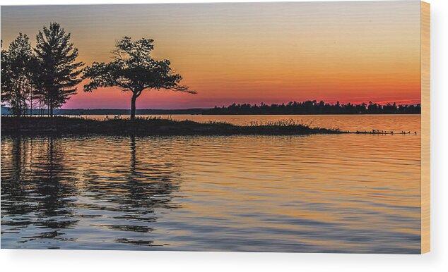 Detroit Point Wood Print featuring the photograph Detroit point sunset by Joe Holley