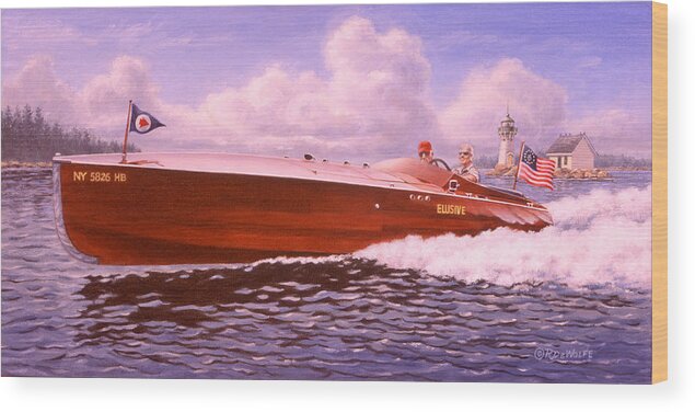 Boat Wood Print featuring the painting Elusive by Richard De Wolfe