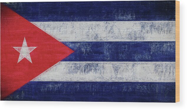 Cuba Wood Print featuring the digital art Flag of Cuba Grunge by Roy Pedersen