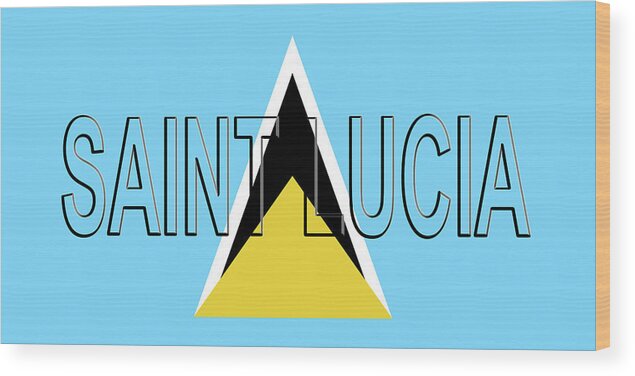 Saint Lucia Wood Print featuring the digital art Flag of Saint Lucia Word by Roy Pedersen