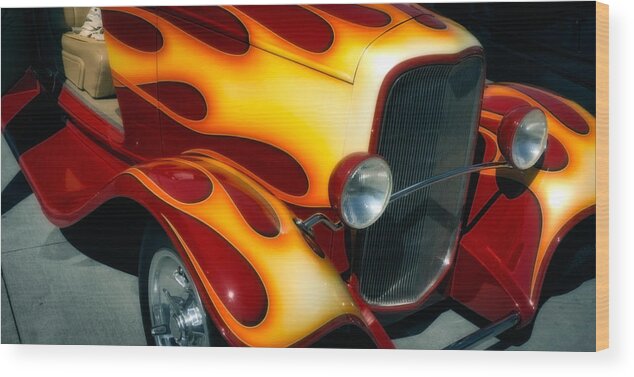 Classic Wood Print featuring the photograph Flaming Hot Rod by Michael Hope