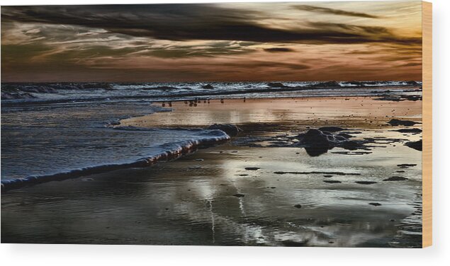 Evie Carrier Wood Print featuring the photograph Goodnight Sun Isle of Palms by Evie Carrier