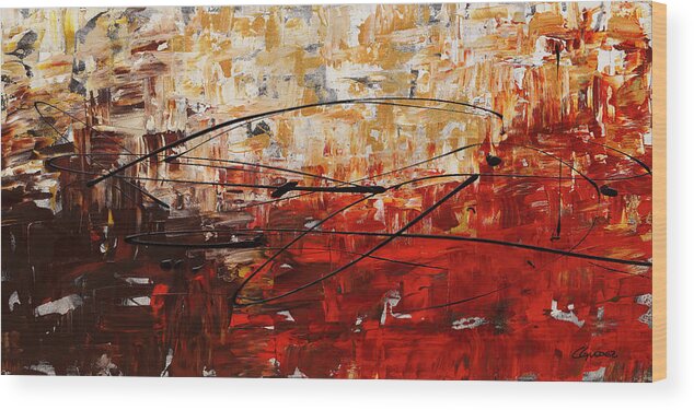 Abstract Art Wood Print featuring the painting Grand Vision by Carmen Guedez