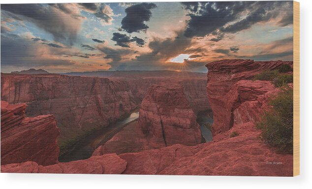 Arizona Wood Print featuring the photograph Horseshoe Bend Sunset by Tim Bryan