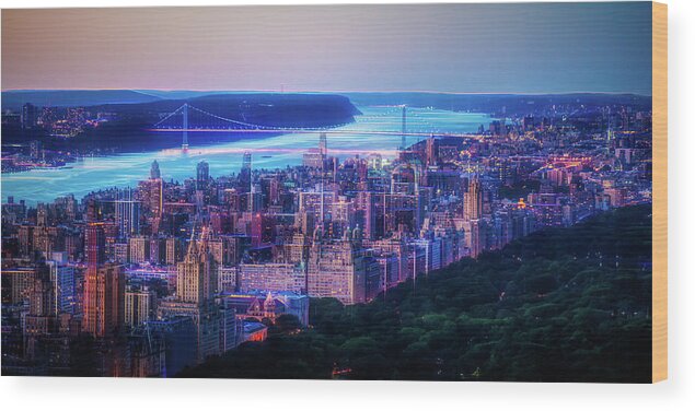 Central Park Wood Print featuring the photograph Hudson River Sunset by Theodore Jones