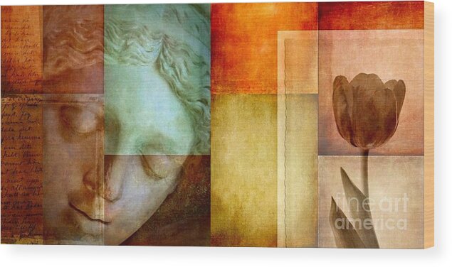 Collage Wood Print featuring the digital art If Only Words Could Say by Patricia Strand