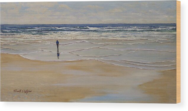Beach Walk Wood Print featuring the painting Incoming Tide by Frank Wilson