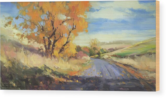 Country Wood Print featuring the painting Just Around the Corner by Steve Henderson