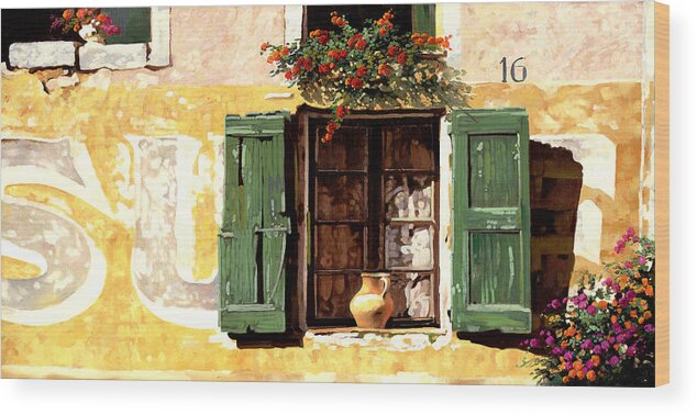 Wallscape Wood Print featuring the painting la finestra di Sue by Guido Borelli
