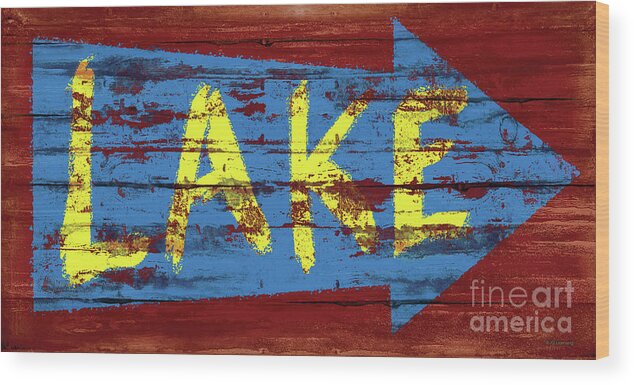 Jq Licensing Wood Print featuring the painting Lake Sign by JQ Licensing