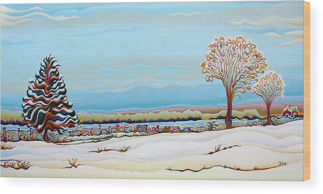 Snow Wood Print featuring the painting Light November Blanket by Amy Ferrari