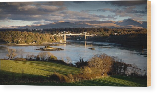 Wales Wood Print featuring the photograph Menai Strait from Anglesey by Peter OReilly