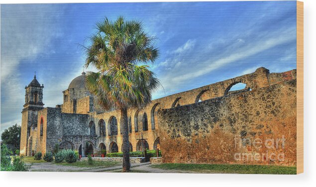 San Antonio Wood Print featuring the photograph Mission San Jose HDR by Michael Tidwell