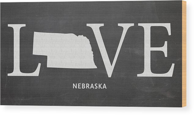 Nebraska Wood Print featuring the mixed media NE Love by Nancy Ingersoll