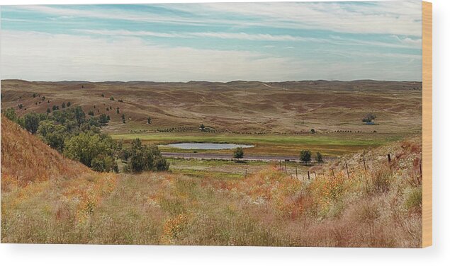 Nebraska Wood Print featuring the photograph Nebraska Sandhills Panorama by Susan Rissi Tregoning