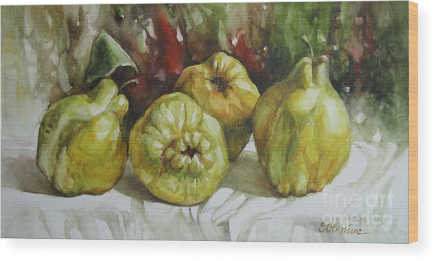 Quince Wood Print featuring the painting Quinces by Elena Oleniuc