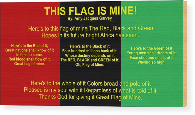 This Flag Is Mine Wood Print featuring the digital art RBG FLAG PLEDGE By Amy Jacques Garvey by Adenike AmenRa