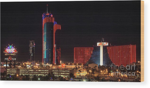 Rio Casino Wood Print featuring the photograph Rio Hotel and Casino Night by Aloha Art