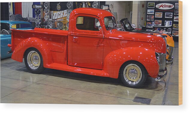 Grand National Roadster Show Wood Print featuring the photograph Rocked Ford Pickup by Bill Dutting