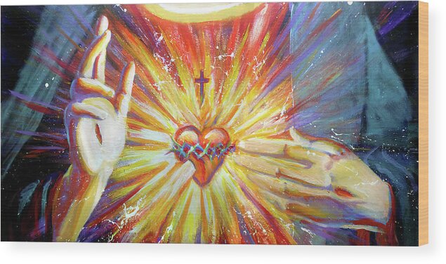 Sacred Heart Wood Print featuring the painting Sacred Heart by Steve Gamba