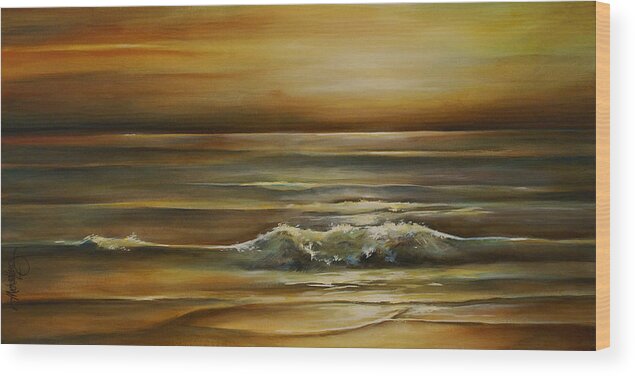 Seascape Wood Print featuring the painting Seascape 2 by Michael Lang