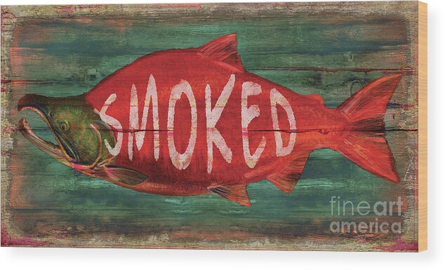 Jq Licensing Wood Print featuring the painting Smoked Fish by Joe Low