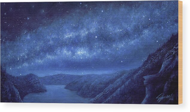 Star Path Wood Print featuring the painting Star Path by Lucy West