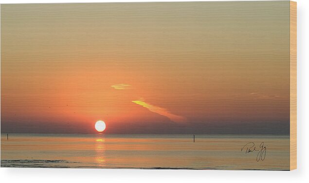 Sun Rise Wood Print featuring the photograph Sunrise Gulfport Mississippi by Paul Gaj