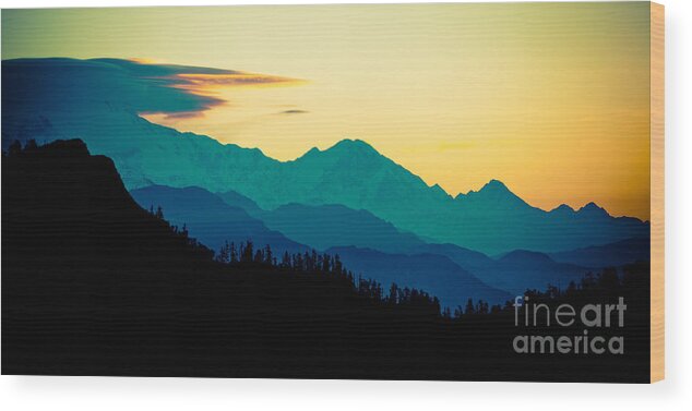 Annapurna Wood Print featuring the photograph Sunrise in Himalayas ANNAPURNA YATRA Himalayas mountain NEPAL Poon Hill by Raimond Klavins