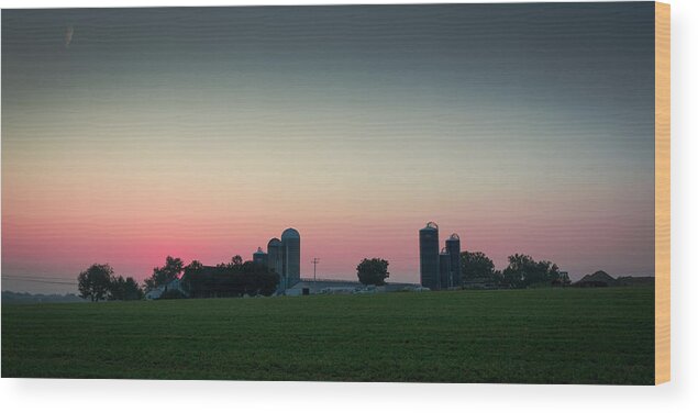 Sunrise On A Farm In Lancaster Wood Print featuring the photograph Sunrise on the Farm by Kenneth Cole