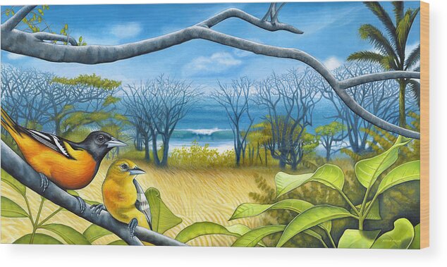 Baltimore Orioles Wood Print featuring the painting Surf Report by Nathan Miller