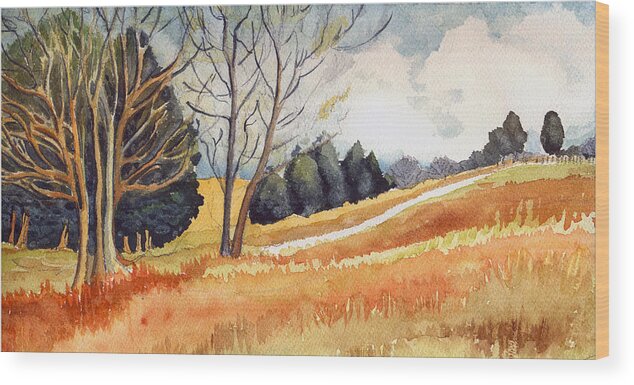 Rural Scenery Wood Print featuring the painting Switchboard Rd by Katherine Miller