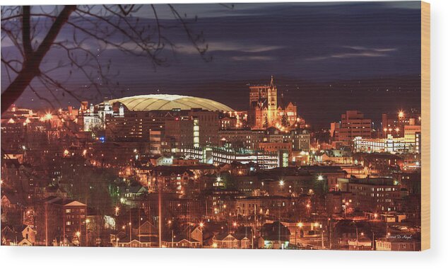 Syracuse Wood Print featuring the photograph Syracuse Dome at night by Everet Regal