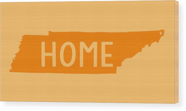 Tenneessee Wood Print featuring the digital art Tennessee Home Orange by Heather Applegate