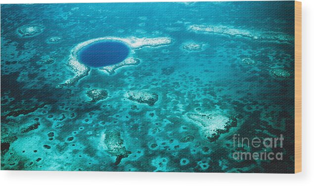 Aerial Photography Wood Print featuring the photograph The Blue Hole by Lawrence Burry