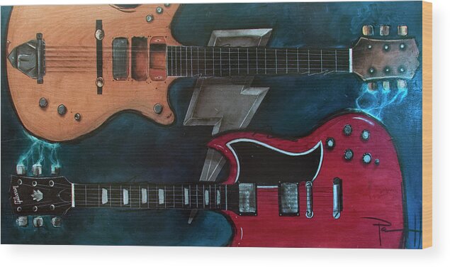 Music Wood Print featuring the painting The Brothers Young by Sean Parnell