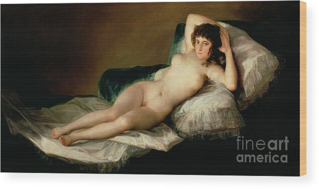 Nude Wood Print featuring the painting The Naked Maja by Goya