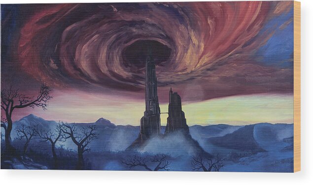 Landscape Wood Print featuring the painting The Vortex by Jennifer Walsh