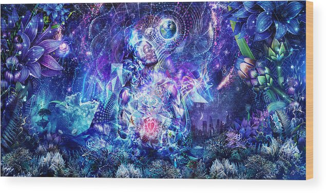 Blue Wood Print featuring the digital art Transcension by Cameron Gray