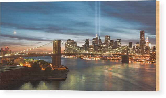 Clarence Holmes Wood Print featuring the photograph Tribute in Light II by Clarence Holmes