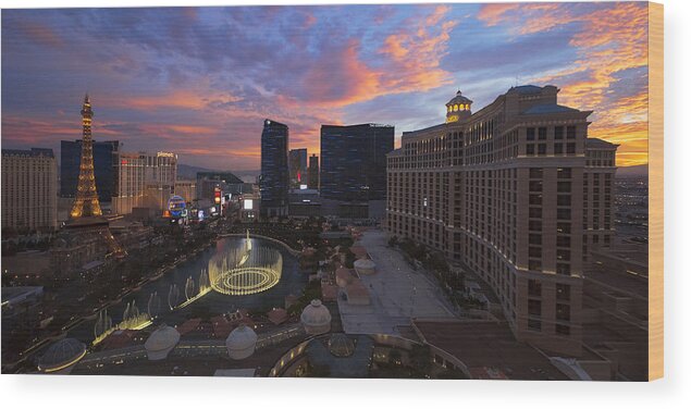 Vegas By Night Wood Print featuring the photograph Vegas by Night by Chad Dutson
