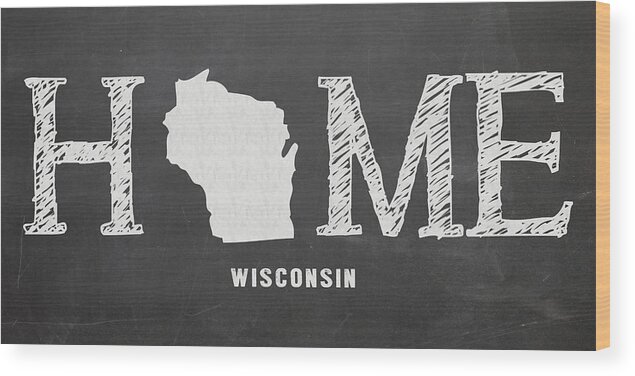 Wisconsin Wood Print featuring the mixed media WI Home by Nancy Ingersoll