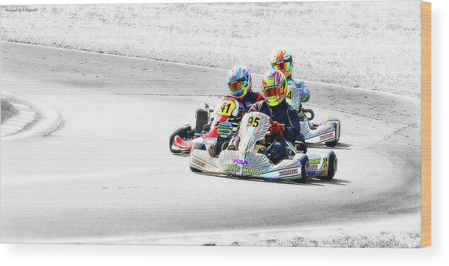 Wingham Go Karts Australia Wood Print featuring the photograph Wingham Go Karts 04 by Kevin Chippindall