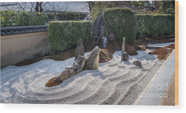 Zen Wood Print featuring the photograph Zen Garden, Kyoto Japan 6 by Perry Rodriguez