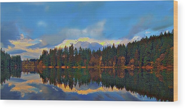 Round Lake Reflections Wood Print featuring the photograph Round Lake Reflections by John Christopher