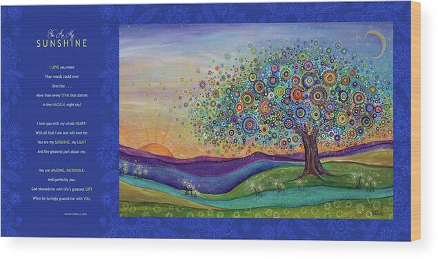 Whimsical Tree Wood Print featuring the digital art You Are My Sunshine - Poetry by Tanielle Childers