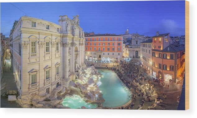Cityscape Wood Print featuring the photograph Rome, Italy Overlooking Trevi Fountain #7 by Sean Pavone