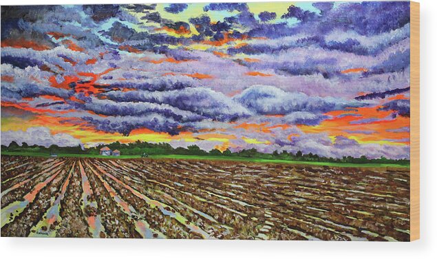 Landscape Wood Print featuring the painting After The Storm by Karl Wagner