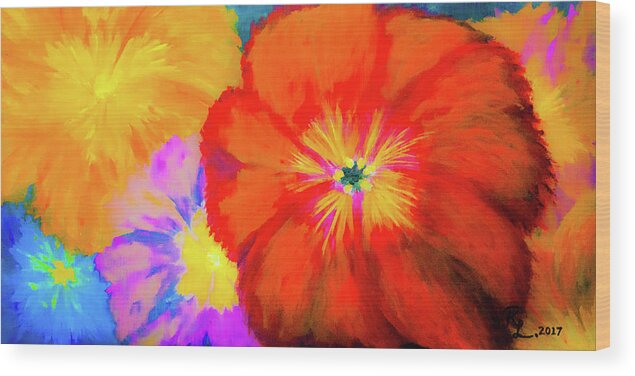 Flower Wood Print featuring the painting Bloom 2 by Renee Logan