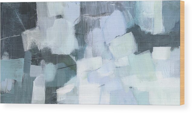 Abstract Wood Print featuring the painting Blue Deluge I by Victoria Borges